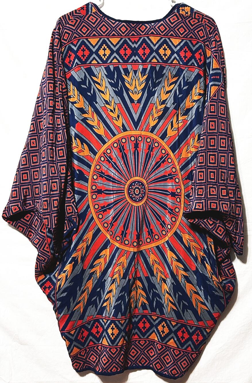Tolani Women's 100% Silk One Size Long Length Multicolor Mandala Print Kimono